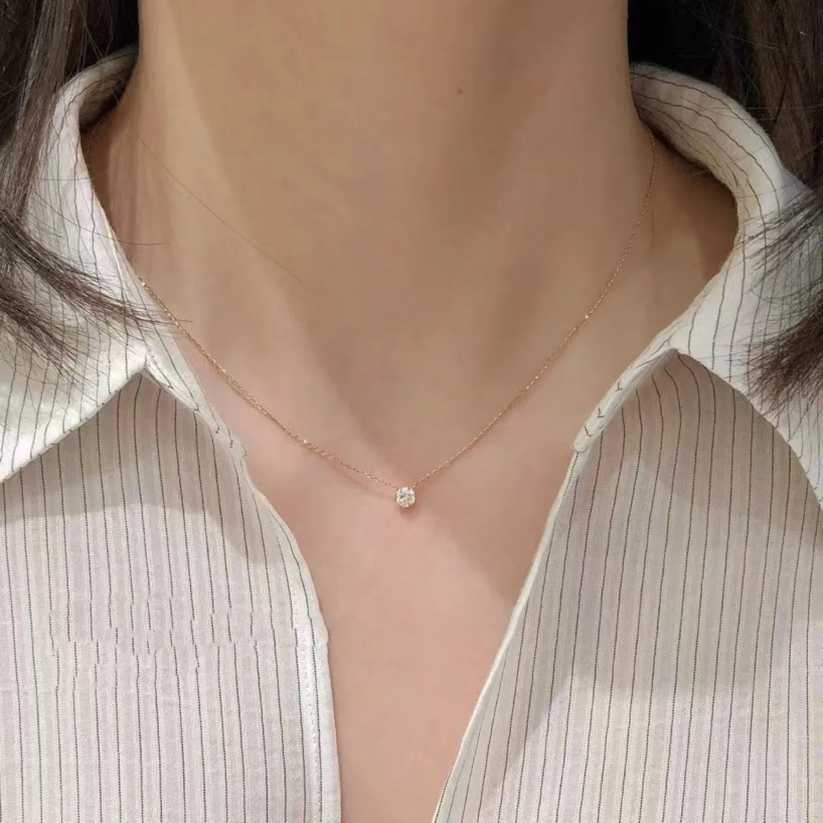 Stainless Steel Zircon Clavicle Necklace