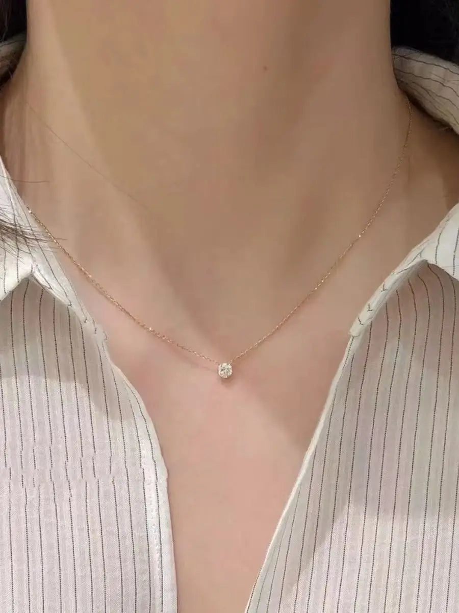 Stainless Steel Zircon Clavicle Necklace