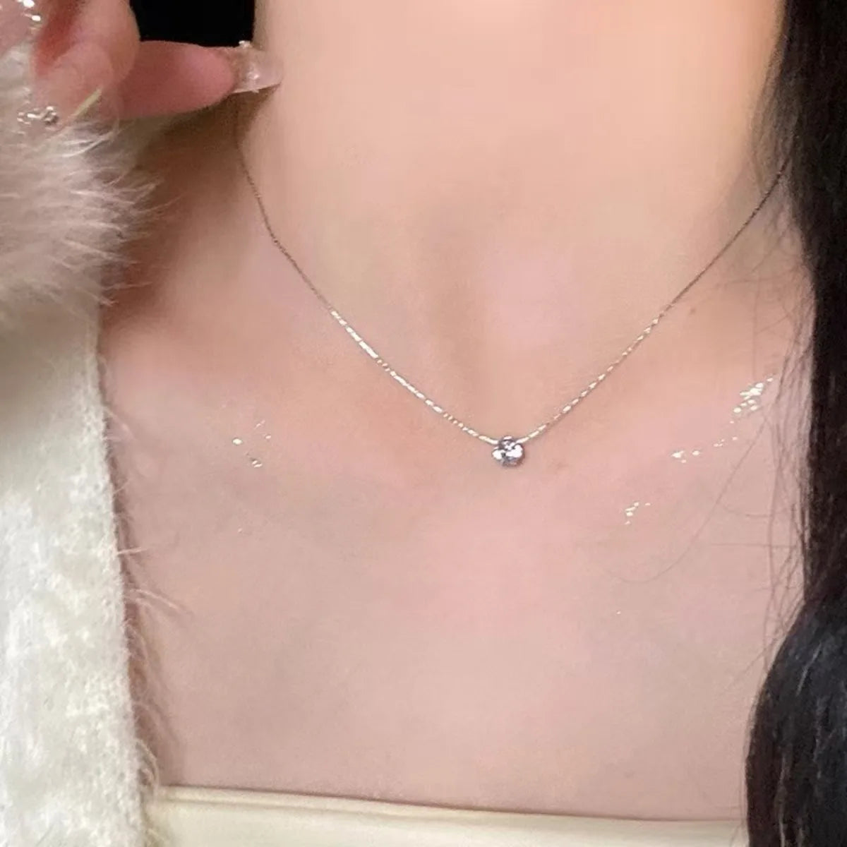 Stainless Steel Zircon Clavicle Necklace