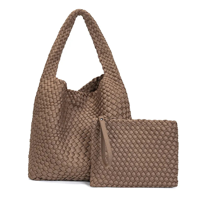 Woven Neoprene Bucket Shoulder Bag