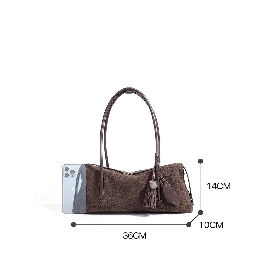 Frosted Suede Hollow-Out Messenger Bag