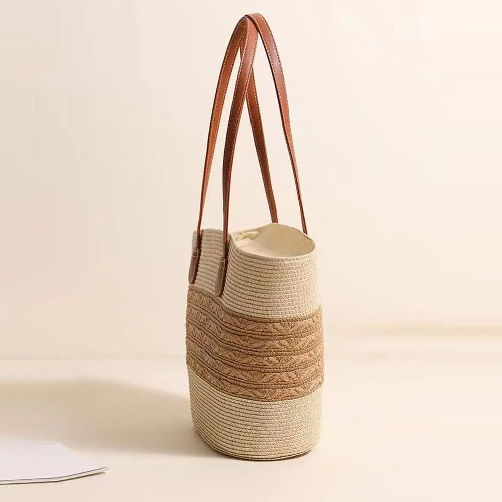 Striped Paper Weave Shoulder Bag
