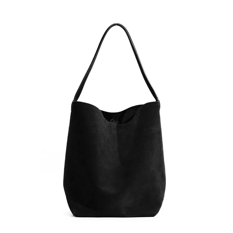 Suede Drawstring Bucket Shoulder Bag