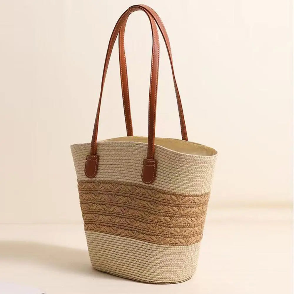 Striped Paper Weave Shoulder Bag
