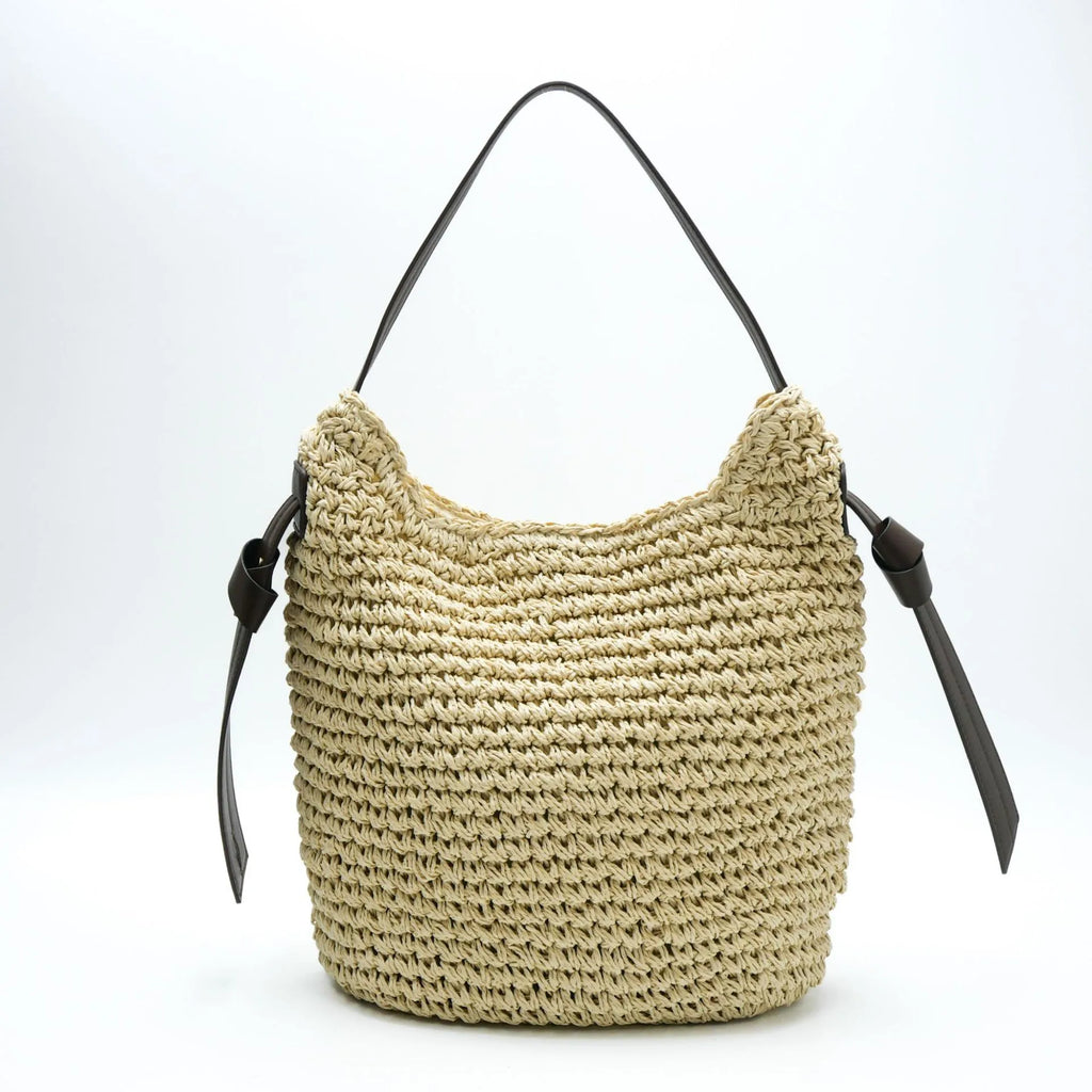 Round Hand Woven Straw Tote
