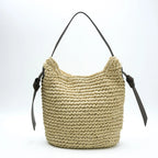Round Hand Woven Straw Tote