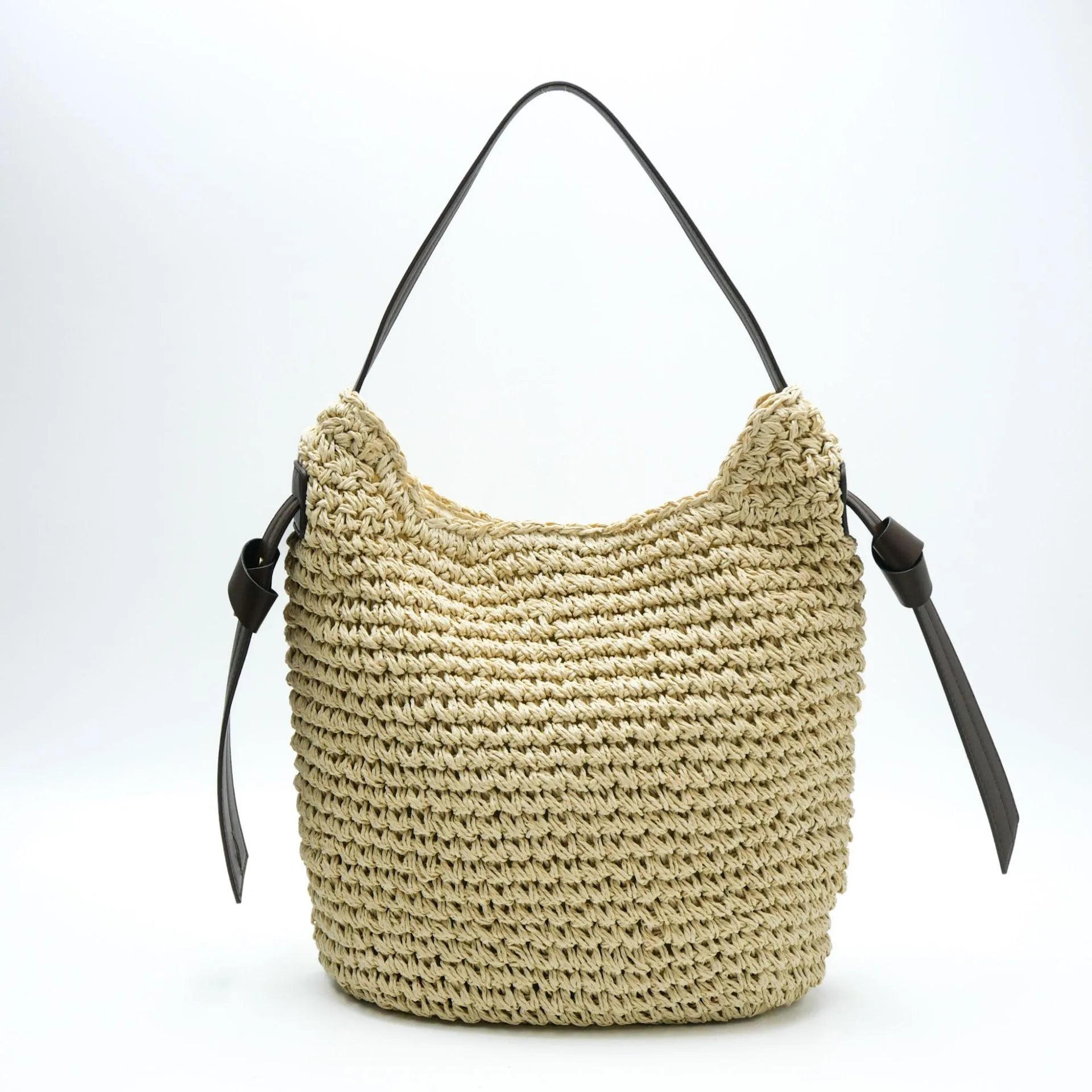 Round Hand Woven Straw Tote