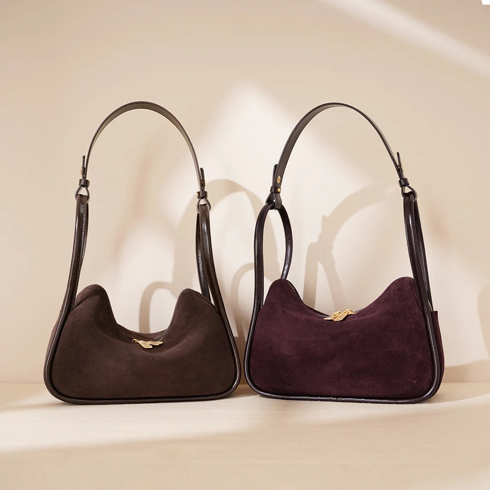 Frosted Suede Zip-Top Tote