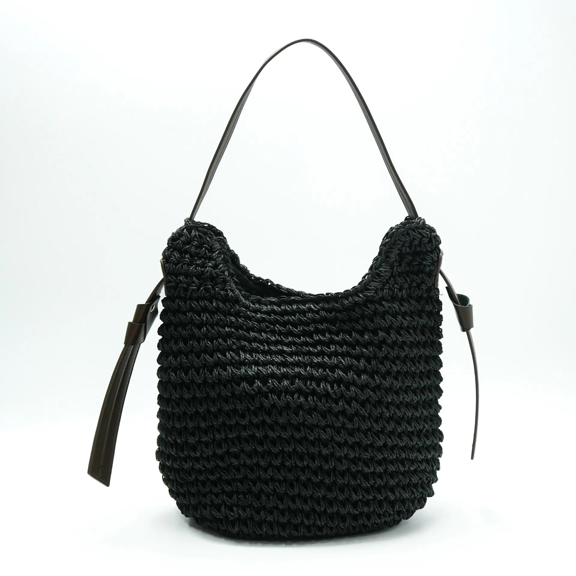 Round Hand Woven Straw Tote