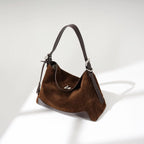 Suede Tote with Cover Closure