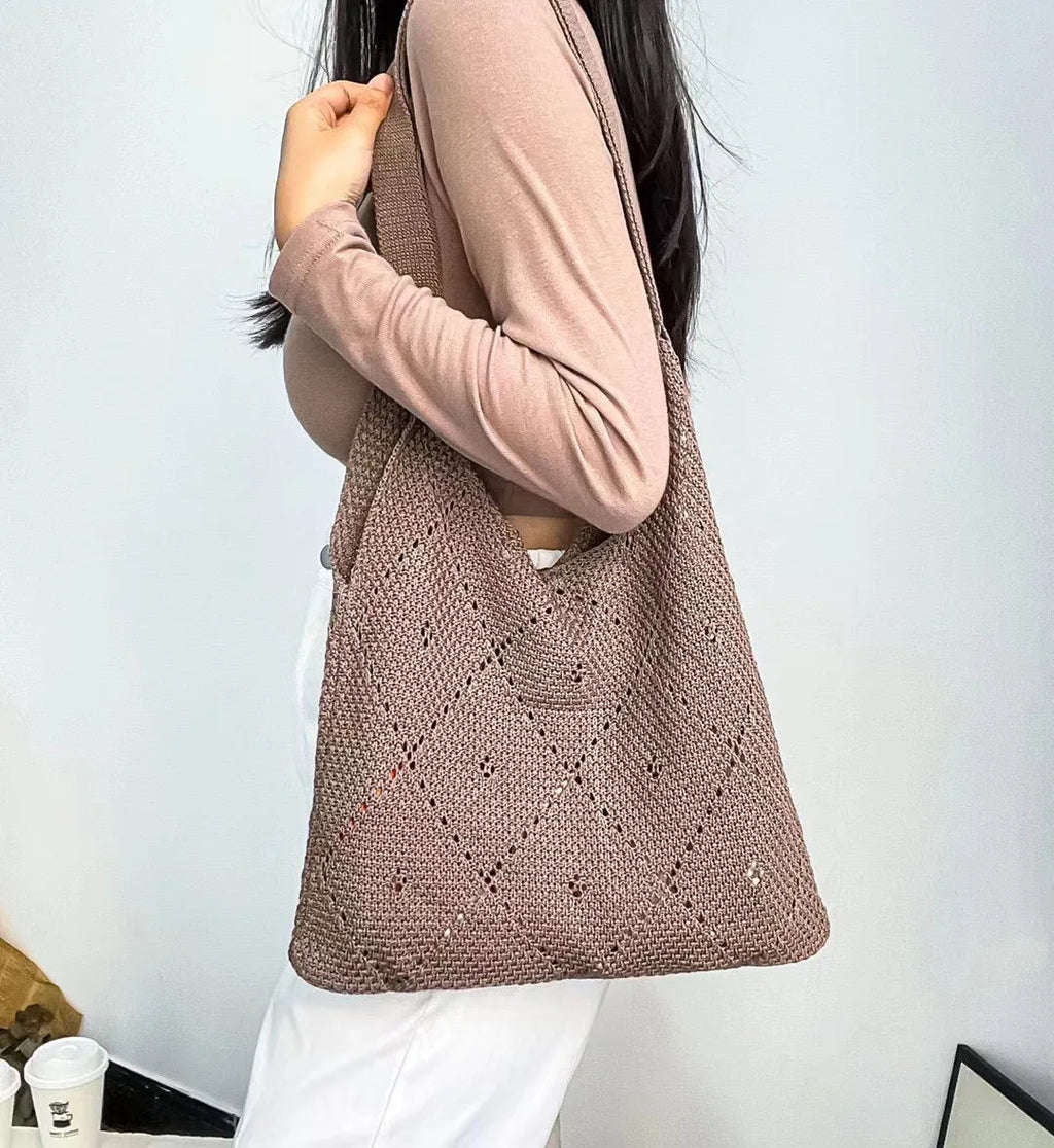 Casual Knitted Crochet Tote Bag