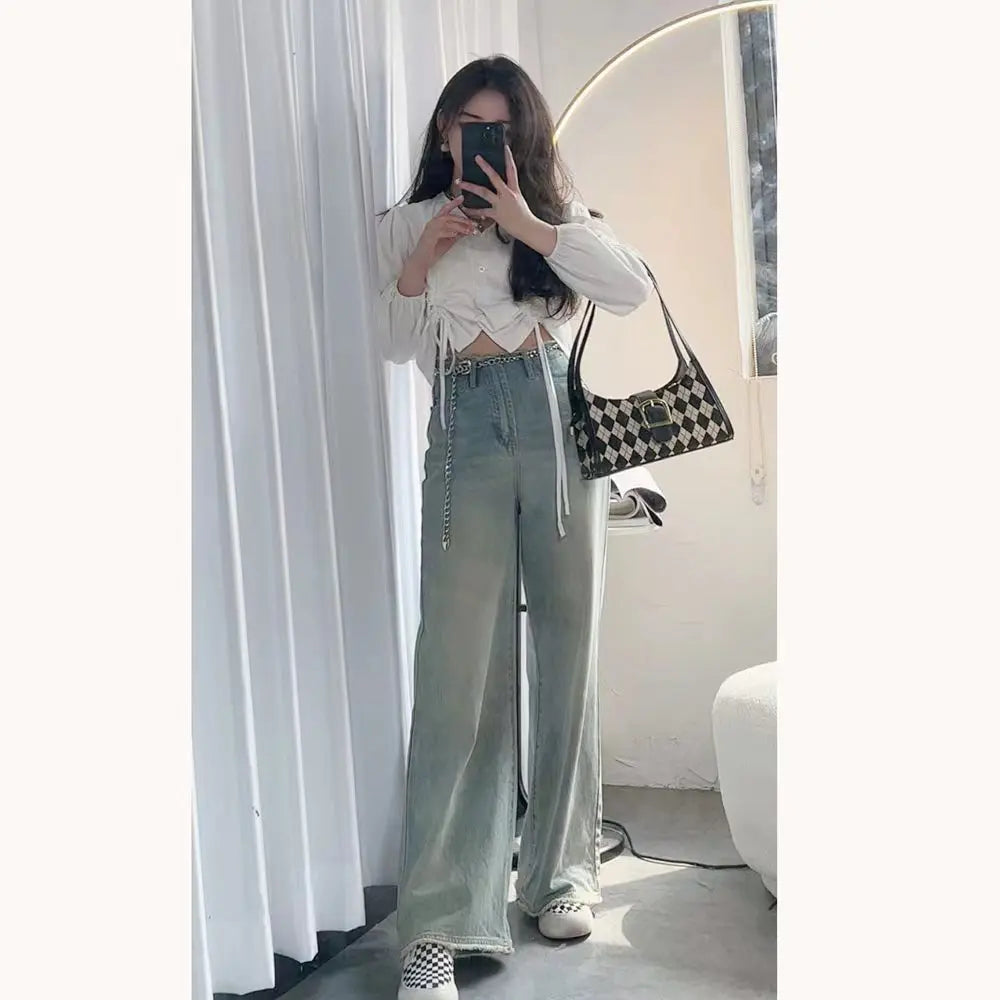 Raw Hem Wide Leg Jeans