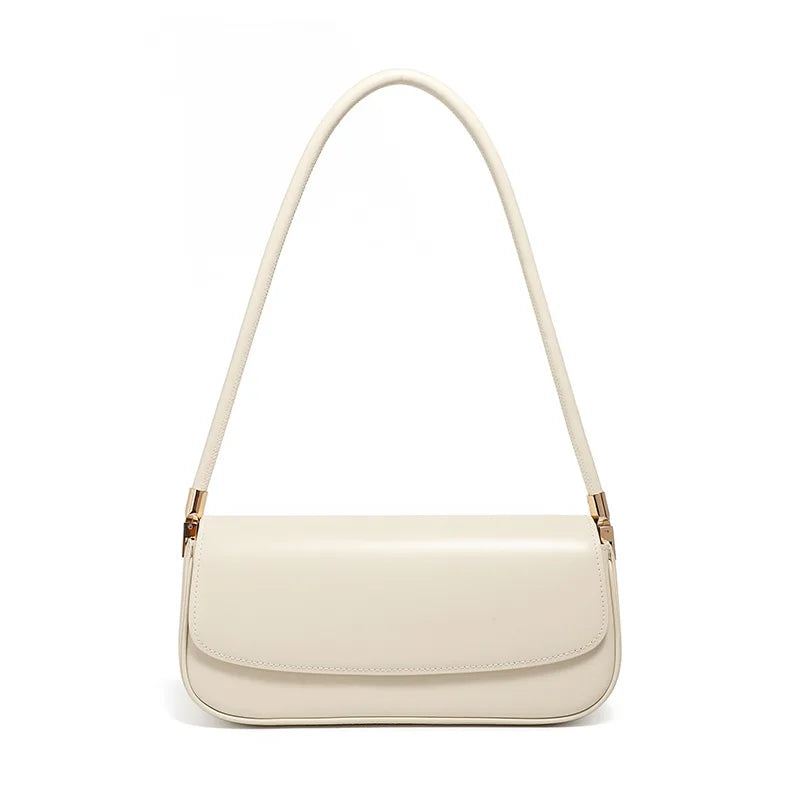 Drawstring Cowhide Leather Shoulder Bag