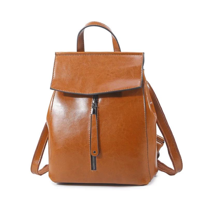 Multi-Zip Leather Clamshell Backpack