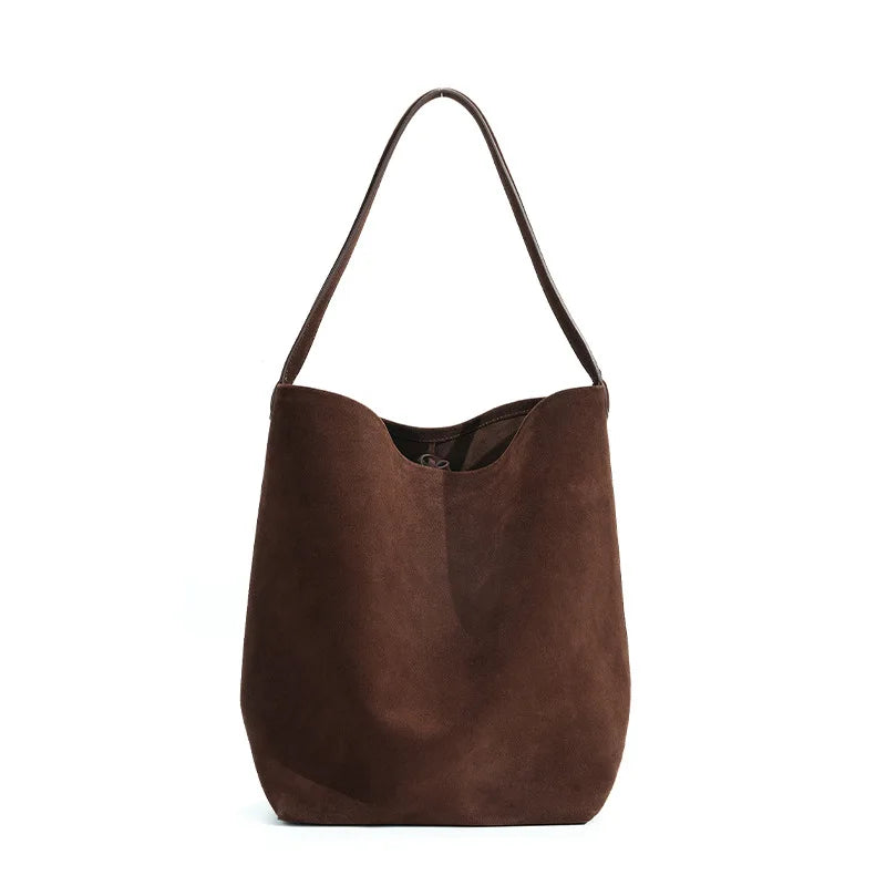 Suede Drawstring Bucket Shoulder Bag