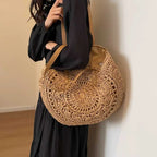 Versatile Round Paper Woven Tote Bag