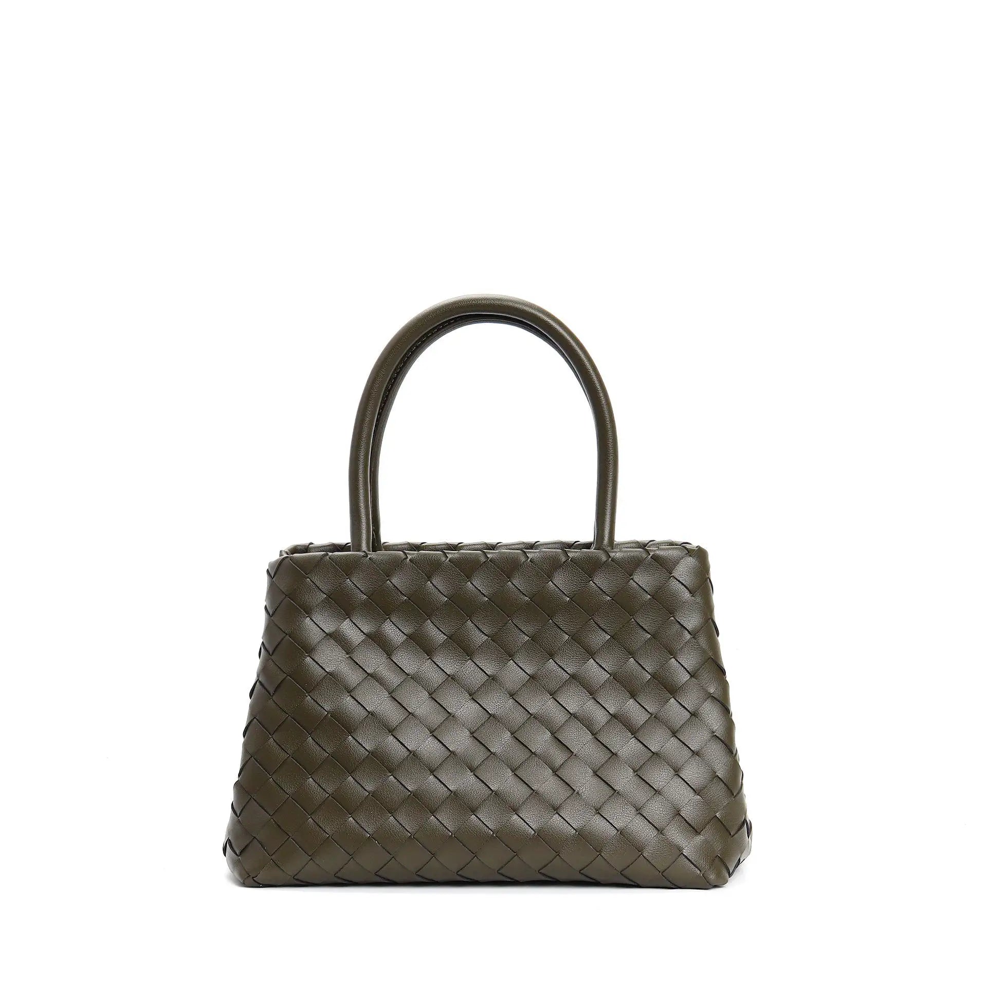 Handwoven Leather Bucket Crossbody Bag