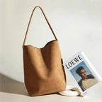 Suede Drawstring Bucket Shoulder Bag