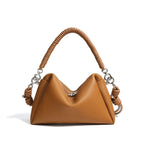 Brown Leather Drawstring Handbag