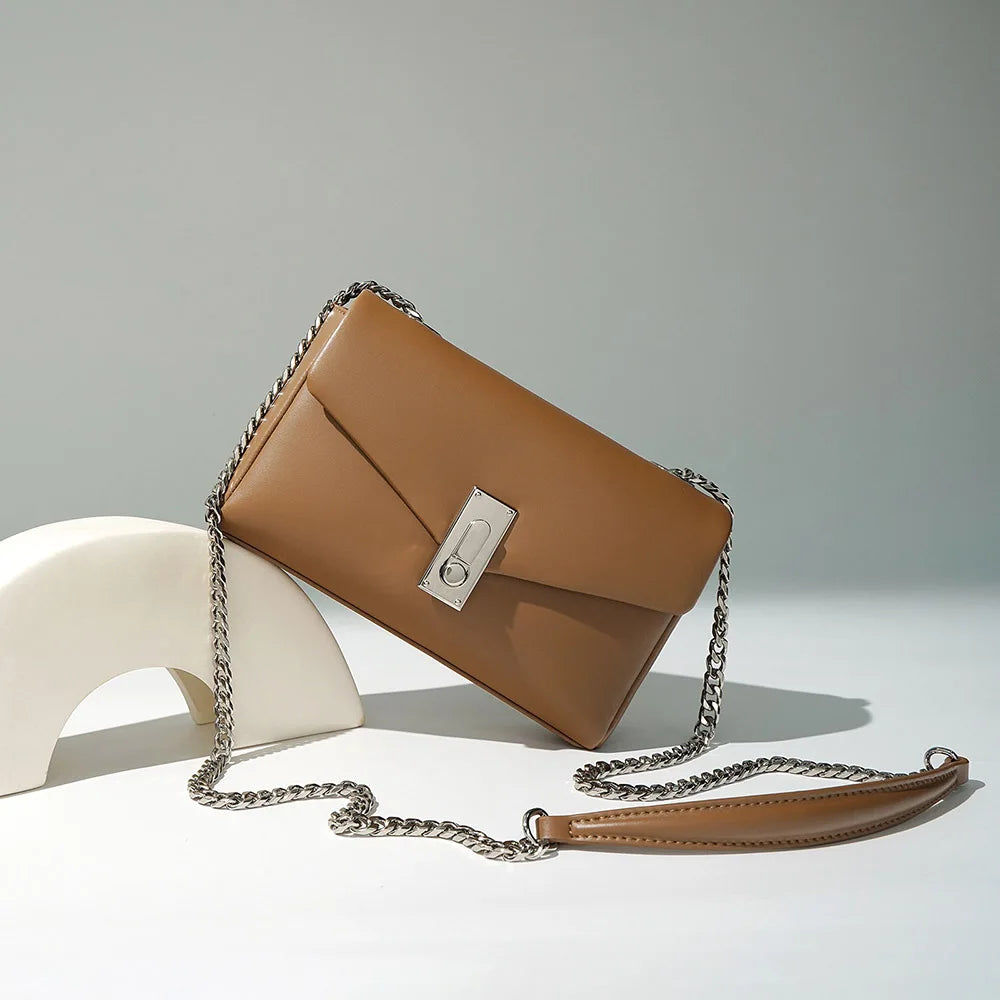 Sequined Chain-Strap Leather Clutch