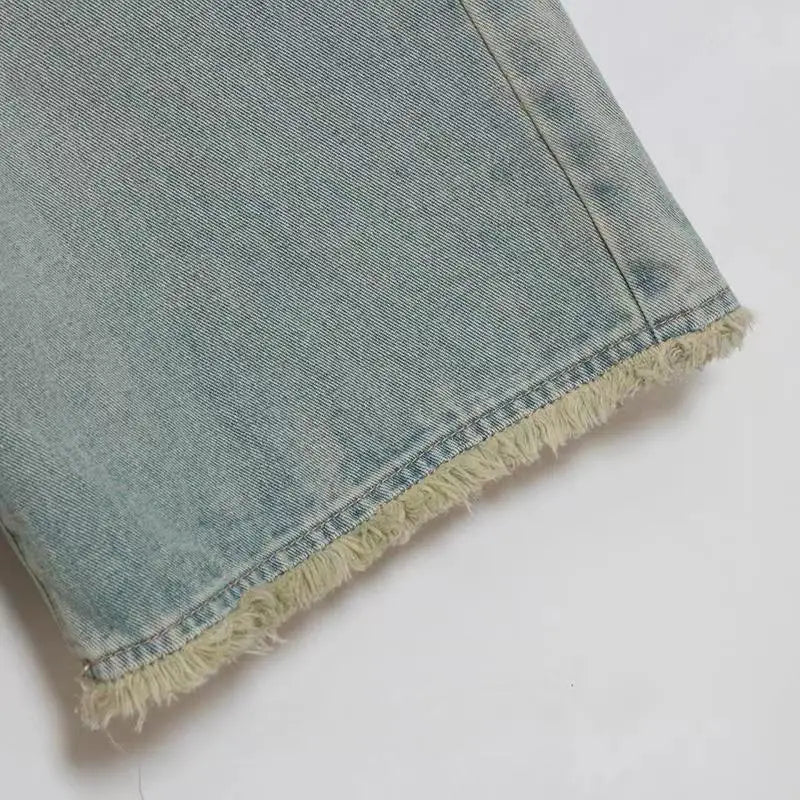 Raw Hem Wide Leg Jeans