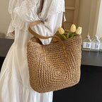 Round Paper Woven Tote Bag