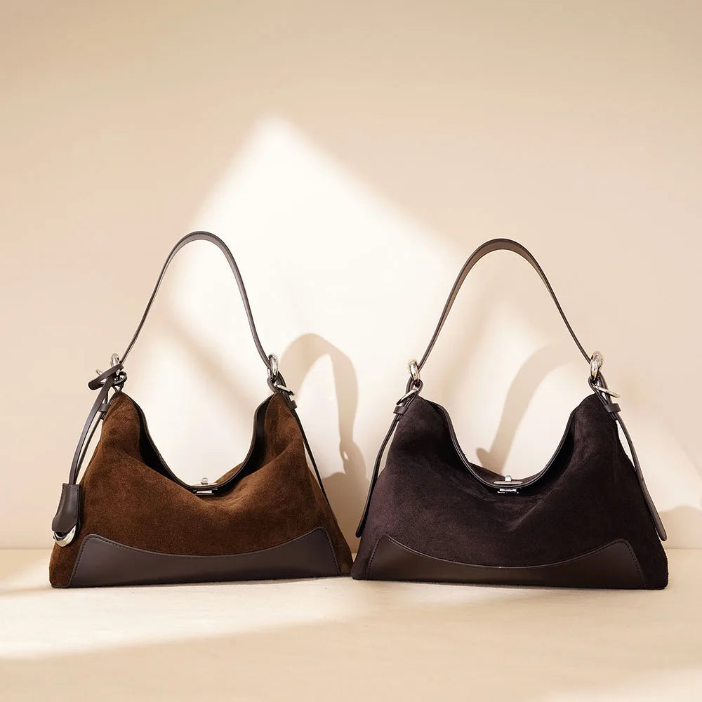 Suede Tote with Cover Closure