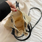 Stylish Straw Weave Bucket Purse