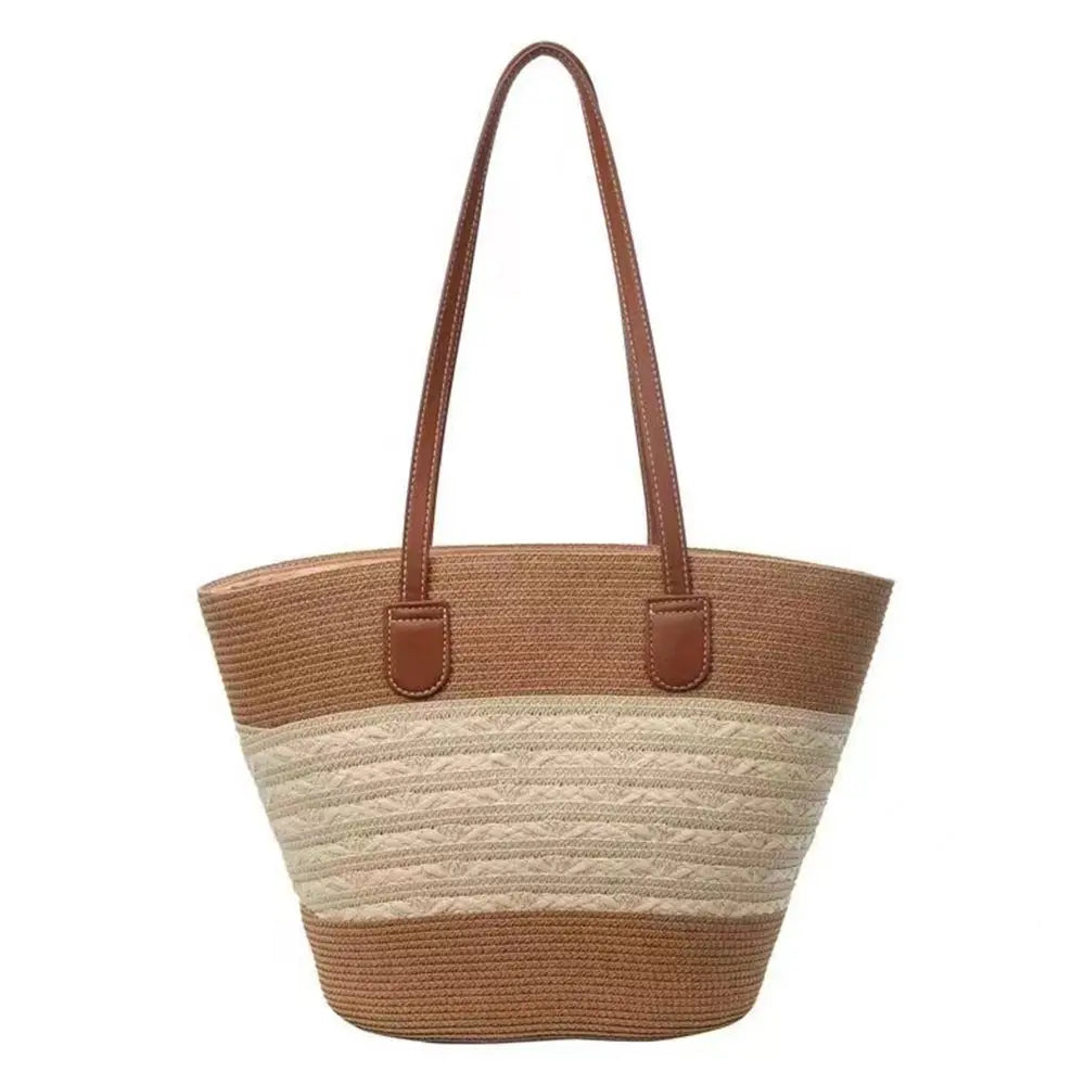 Striped Paper Weave Shoulder Bag