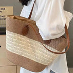 Striped Paper Weave Shoulder Bag