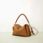 Brown Leather Drawstring Handbag