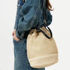 Stylish Straw Weave Bucket Purse