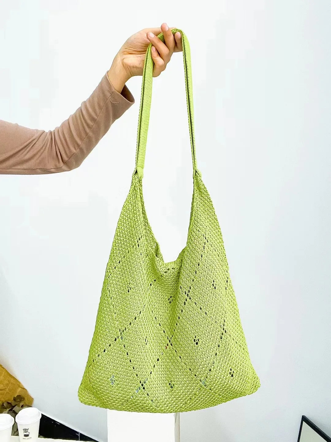 Casual Knitted Crochet Tote Bag