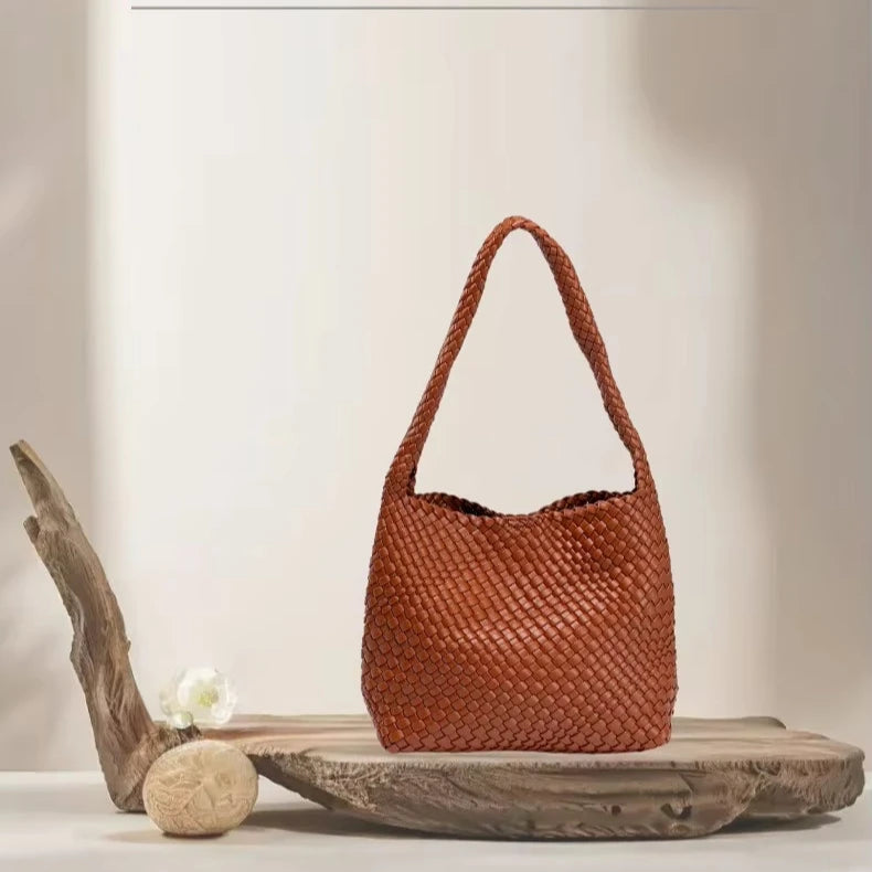 Woven PU Leather Shoulder Bag