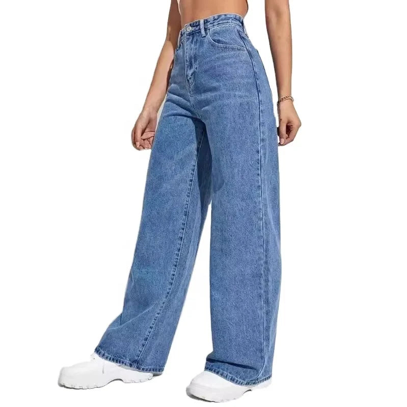 Light Wash Baggy Straight Jeans