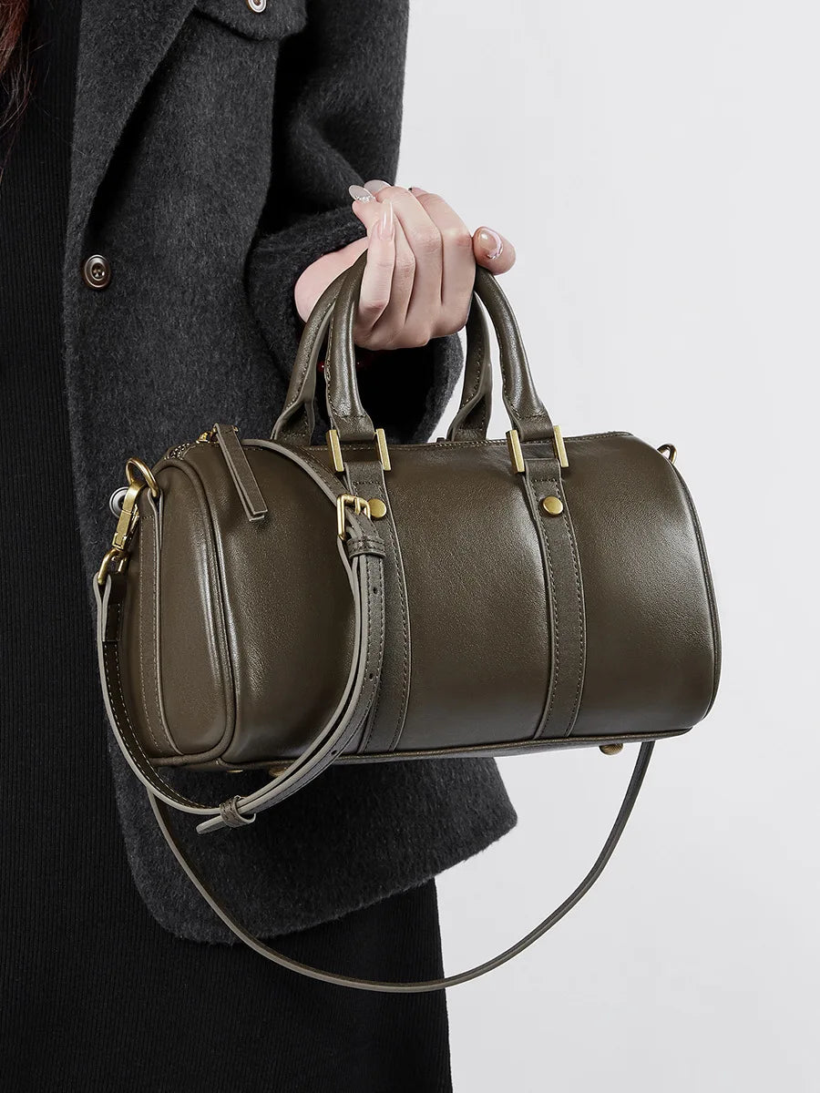 Vintage Leather Mini Duffel Bag