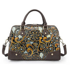 Genuine Leather Bag Embossed Floral Pillow Handbag