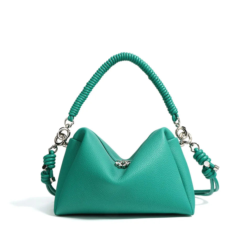 Brown Leather Drawstring Handbag