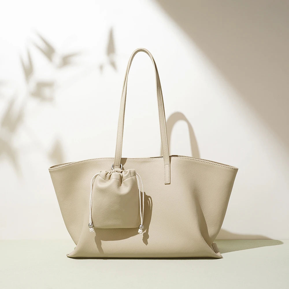 Structured Cowhide Leather Tote Bag