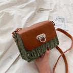 Crossbody Straw Saddle Crossbody Messenger Bag