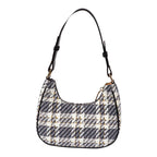 Plaid Half Moon Canvas Bag