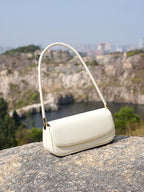 Drawstring Cowhide Leather Shoulder Bag