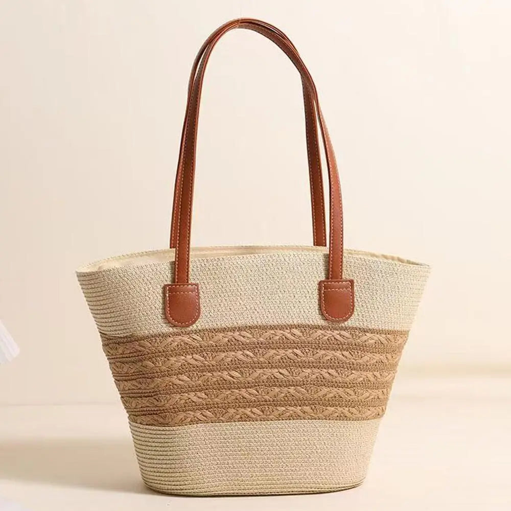 Striped Paper Weave Shoulder Bag