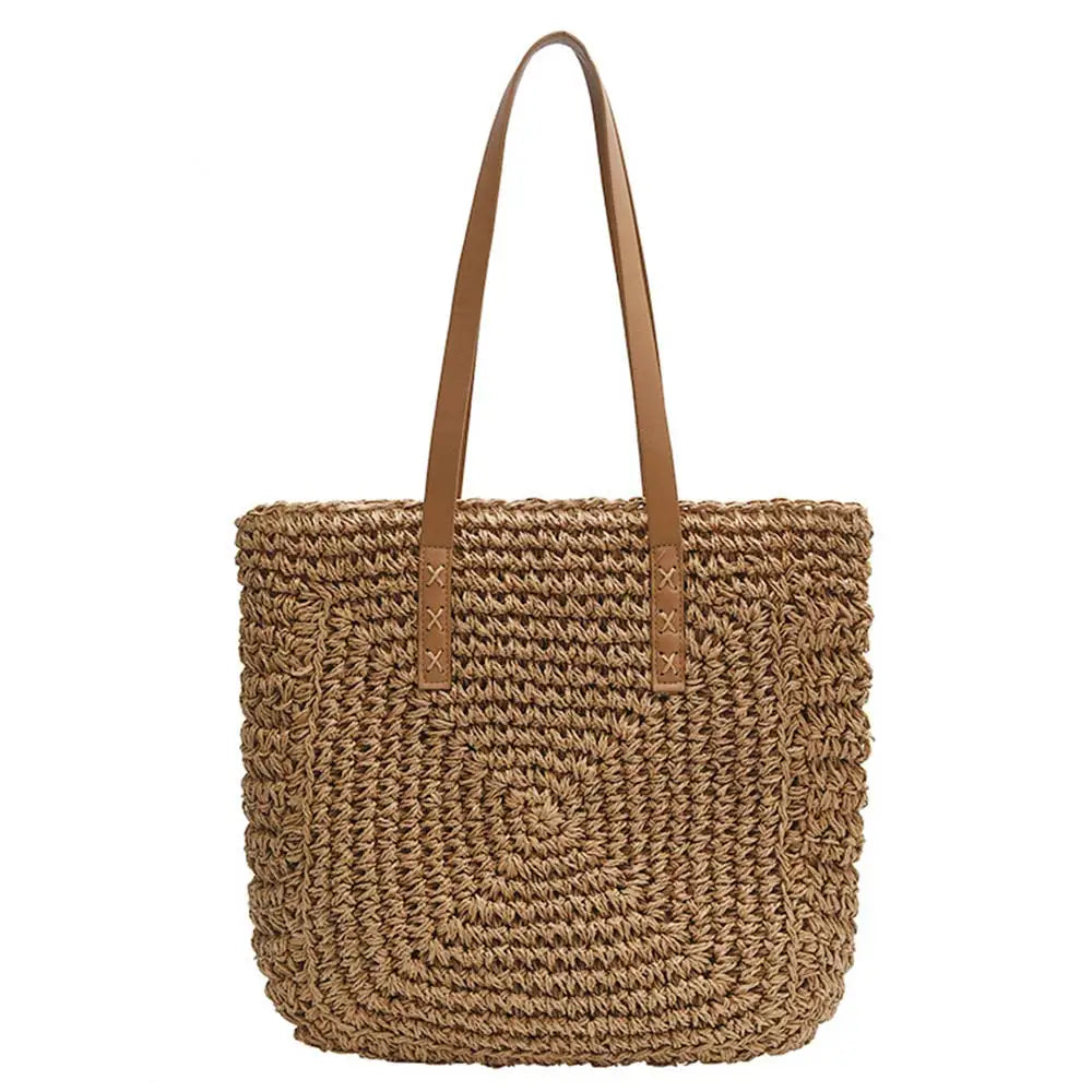 Round Paper Woven Tote Bag