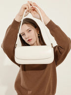 Drawstring Cowhide Leather Shoulder Bag