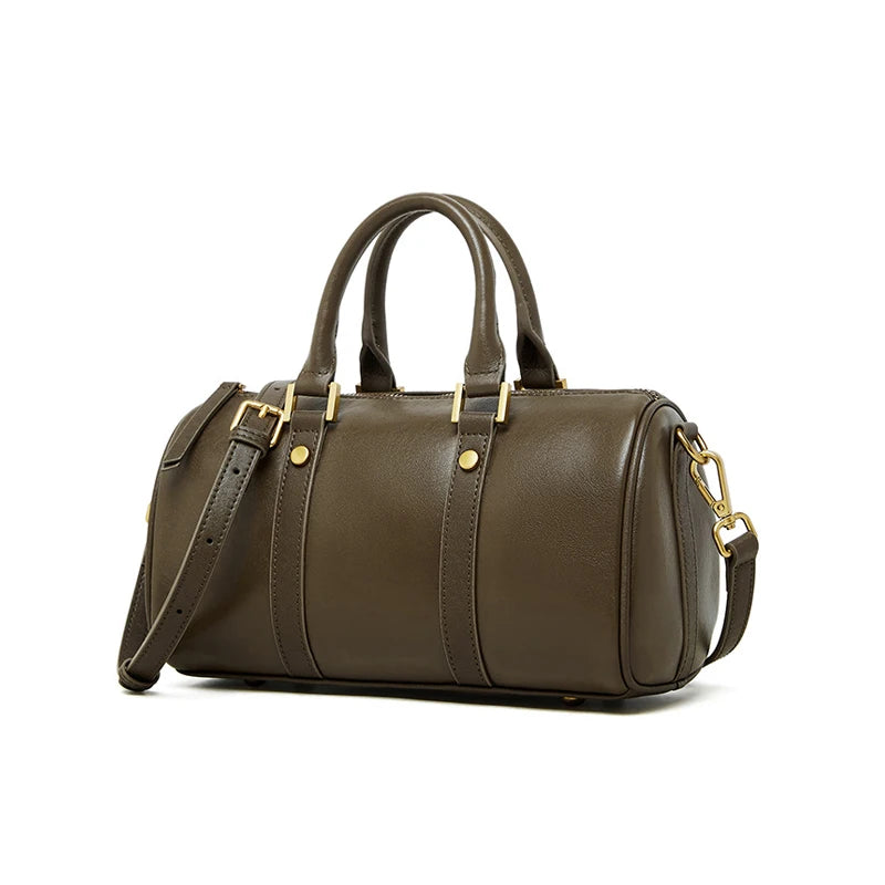 Vintage Leather Mini Duffel Bag