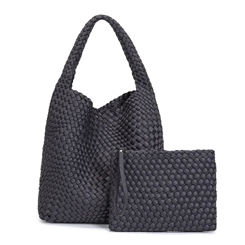 Woven Neoprene Bucket Shoulder Bag
