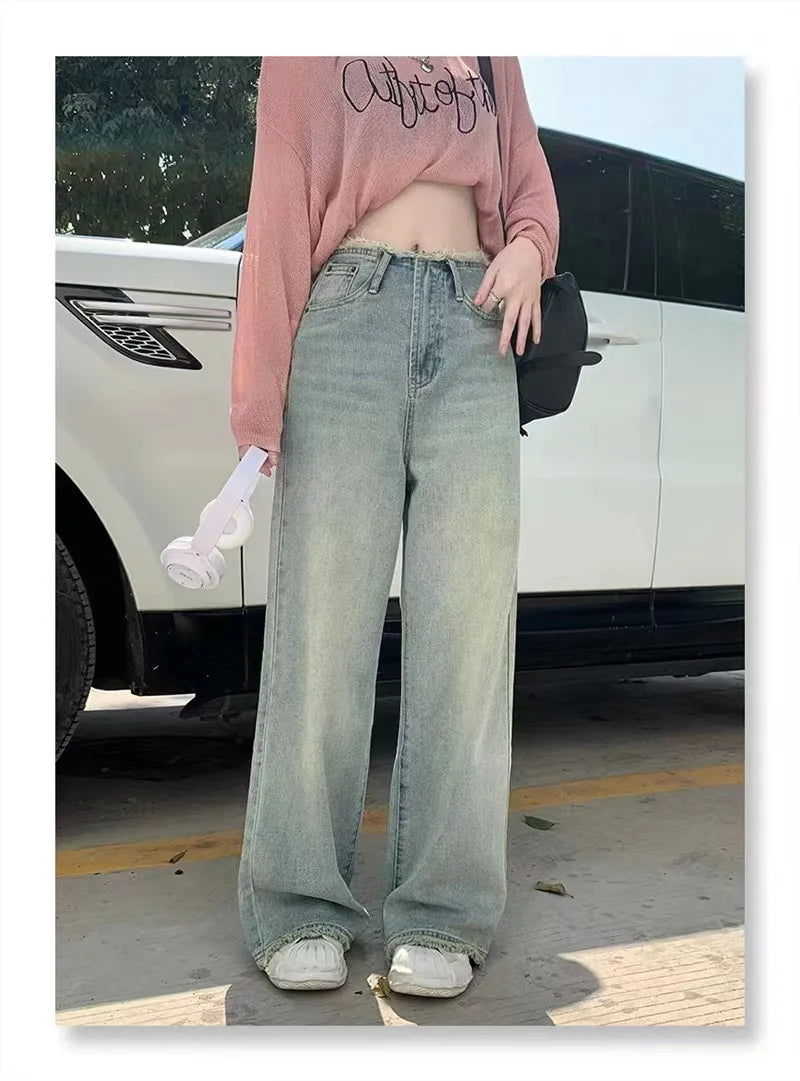 Raw Hem Wide Leg Jeans