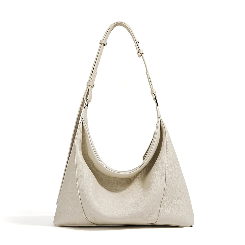 Cowhide Leather Crossbody Hobo Bag