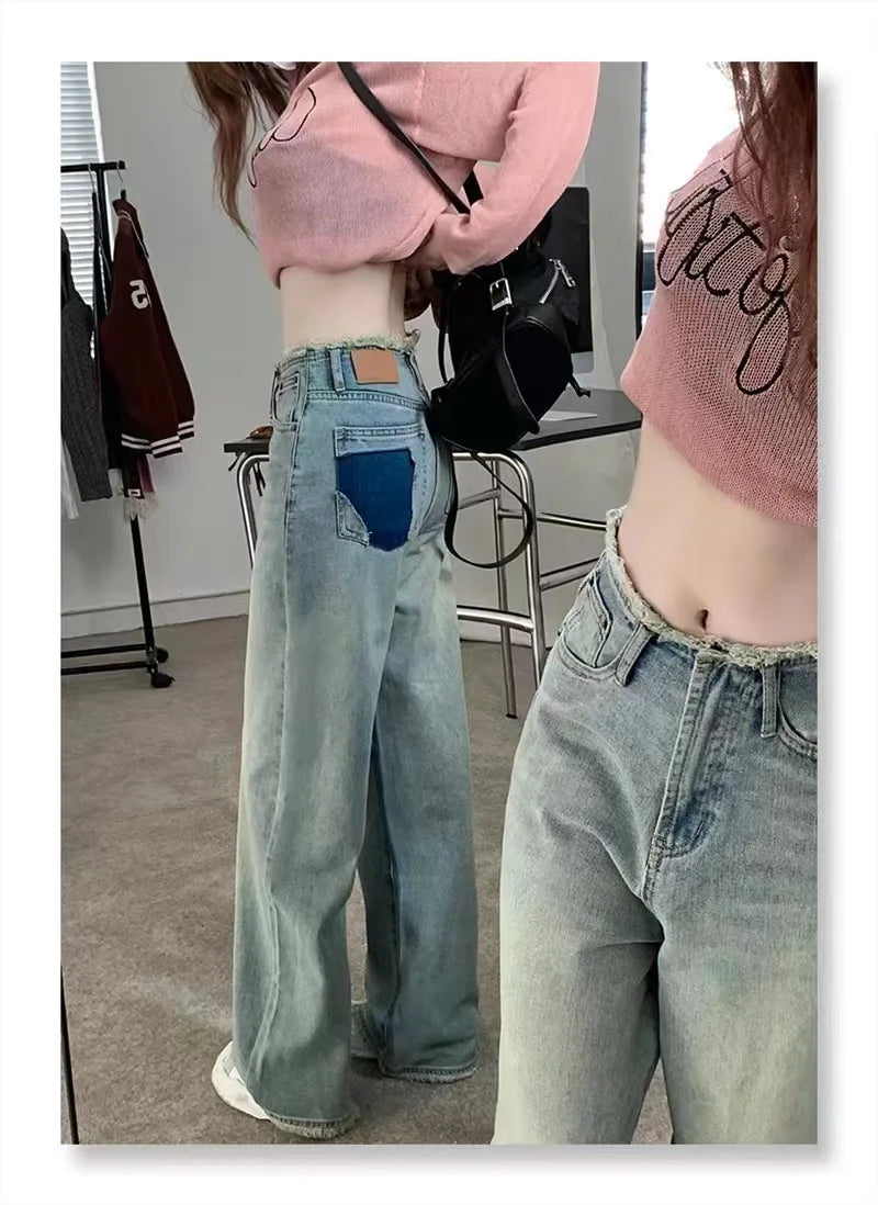 Raw Hem Wide Leg Jeans